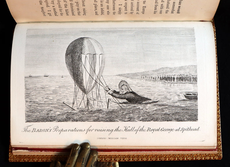 1868 Rare Book bound by Morrell  - The Travels and Surprising Adventures of Baron MUNCHAUSEN. Illustrated by Cruikshank.