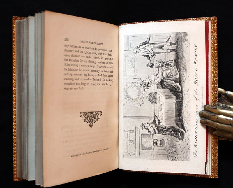 1868 Rare Book bound by Morrell  - The Travels and Surprising Adventures of Baron MUNCHAUSEN. Illustrated by Cruikshank.