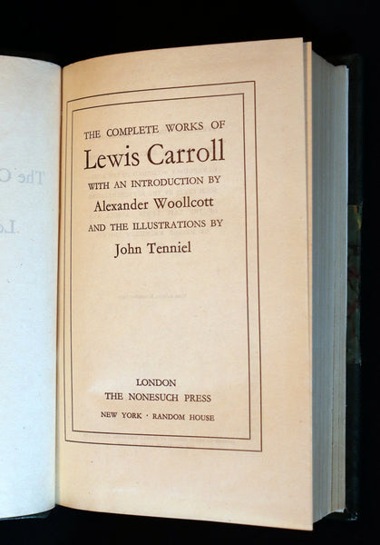 1939 Rare 1stED Book with slipcase - Complete Works of Lewis Carroll including Alice's Adventures in Wonderland, Through the Looking-Glass, etc.