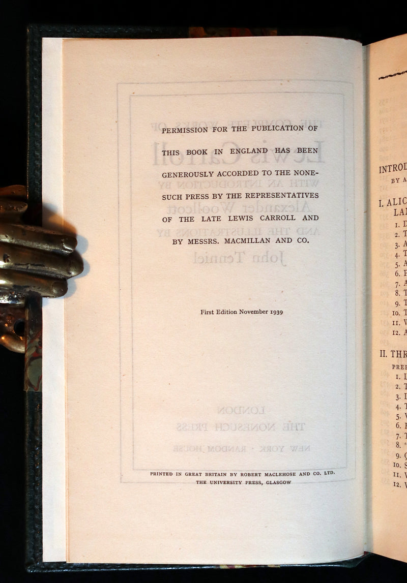 1939 Rare 1stED Book with slipcase - Complete Works of Lewis Carroll including Alice's Adventures in Wonderland, Through the Looking-Glass, etc.
