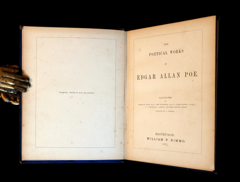 1872 Scarce Victorian Book - The Poetical Works of Edgar Allan Poe. Edinburgh Illustrated Edition.