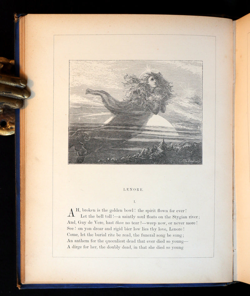 1872 Scarce Victorian Book - The Poetical Works of Edgar Allan Poe. Edinburgh Illustrated Edition.