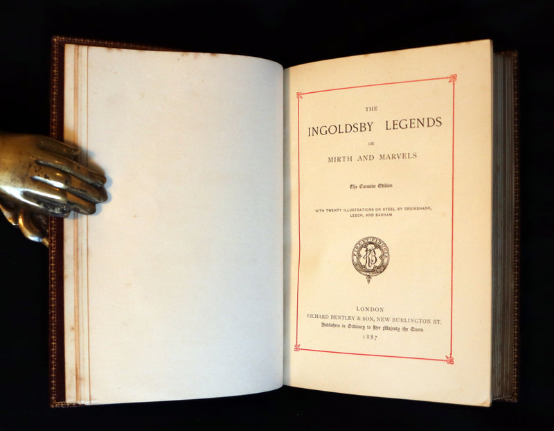 1887 PRINCE LEOPOLD Ex-Libris - INGOLDSBY LEGENDS Illustrated by Cruikshank, Leech and Barham in a Beautiful Ramage Binding.