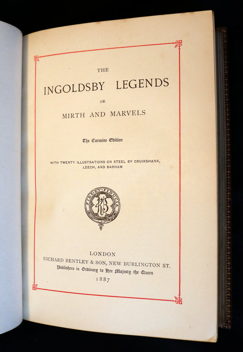 1887 PRINCE LEOPOLD Ex-Libris - INGOLDSBY LEGENDS Illustrated by Cruikshank, Leech and Barham in a Beautiful Ramage Binding.