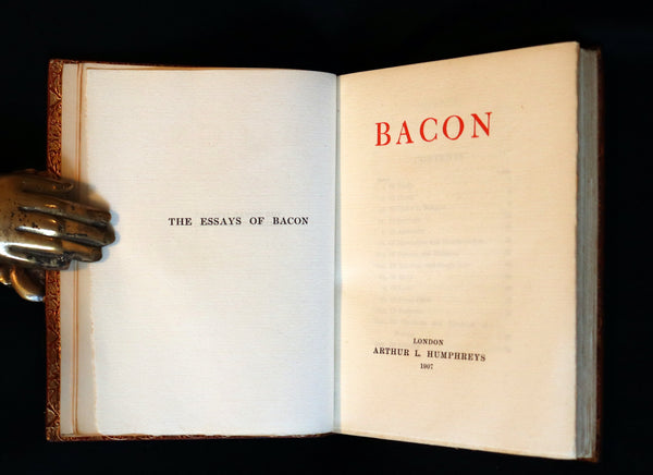 1907 Rare Book bound by Zaehnsdorf - FRANCIS BACON's ESSAYS.
