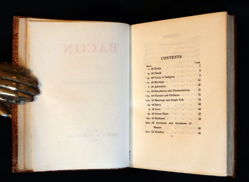 1907 Rare Book bound by Zaehnsdorf - FRANCIS BACON's ESSAYS.