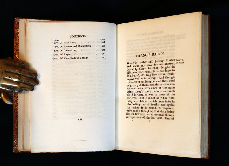 1907 Rare Book bound by Zaehnsdorf - FRANCIS BACON's ESSAYS.