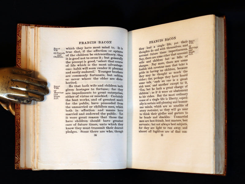 1907 Rare Book bound by Zaehnsdorf - FRANCIS BACON's ESSAYS.