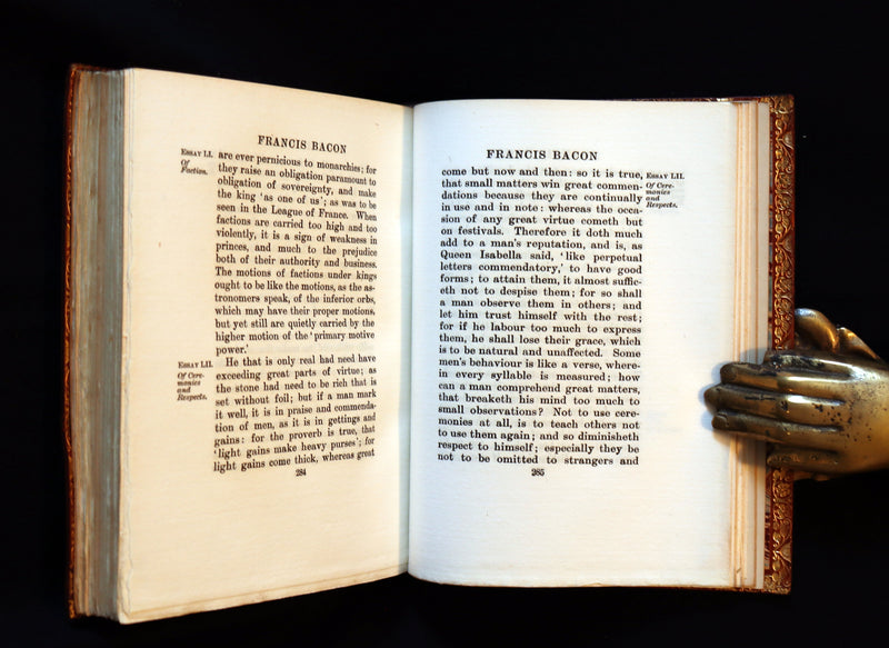 1907 Rare Book bound by Zaehnsdorf - FRANCIS BACON's ESSAYS.