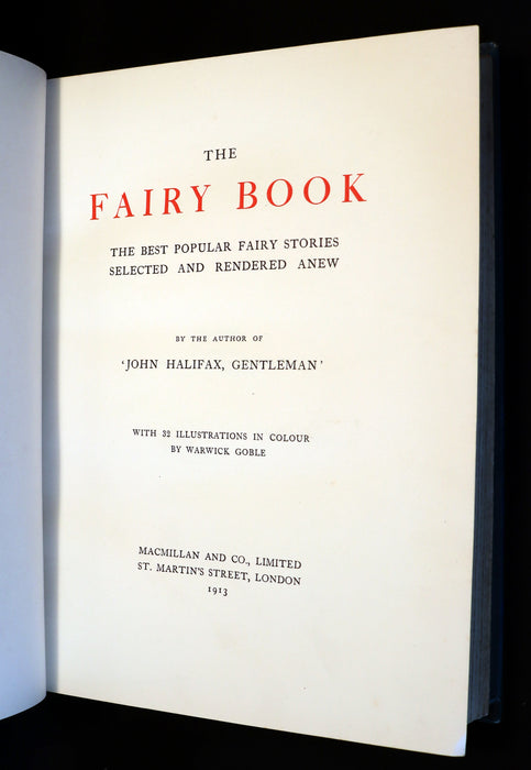 1913 Rare First Edition - THE FAIRY BOOK Illustrated in color by Warwick Goble.