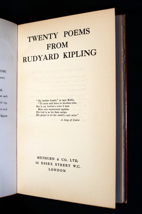 1918 1stED Binding by Sangorski with Hinduist Swastika - 20 Poems from Rudyard Kipling.