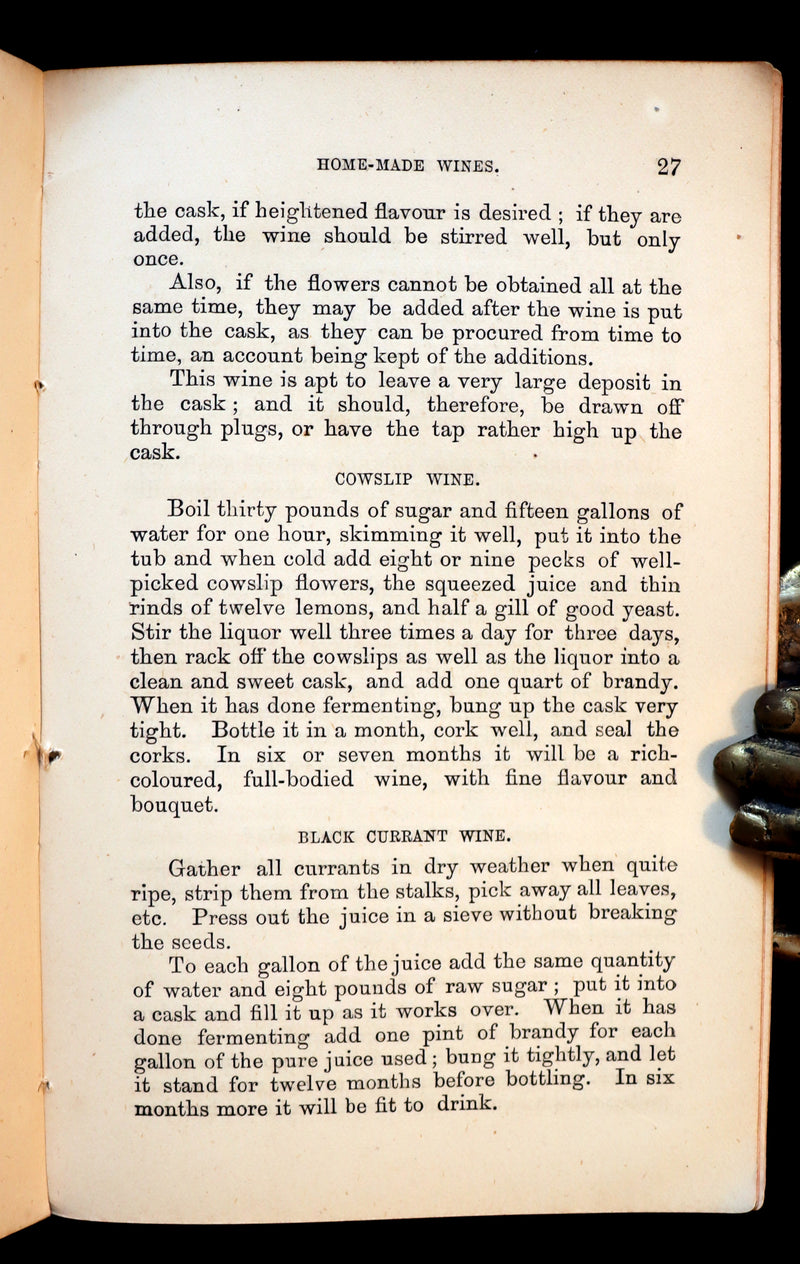 1870 Scarce Book ~ Home-Made WINES: How to Make and Keep Them By G. Vine. 1stED.