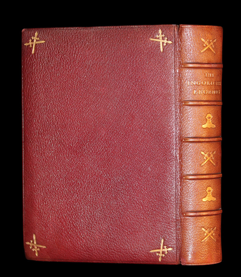 1887 Rare Carmine Edition bound by Ramage - INGOLDSBY LEGENDS Illustrated by Cruikshank, Leech and Barham.
