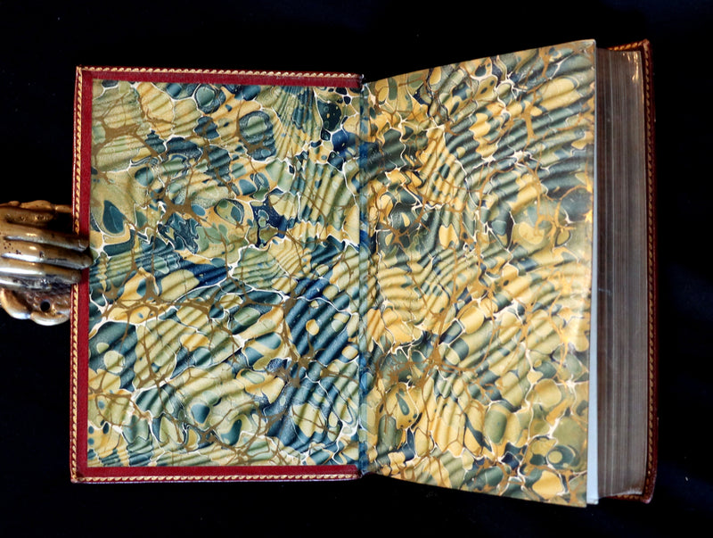 1887 Rare Carmine Edition bound by Ramage - INGOLDSBY LEGENDS Illustrated by Cruikshank, Leech and Barham.