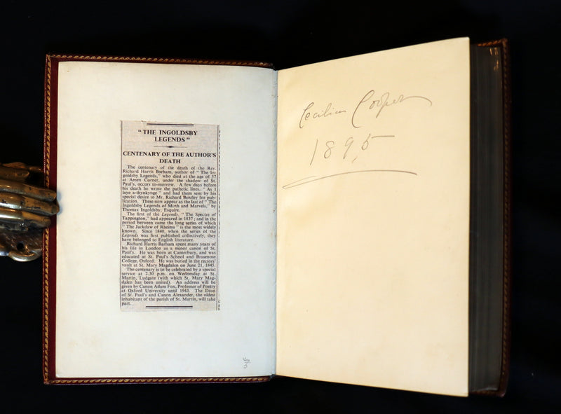 1887 Rare Carmine Edition bound by Ramage - INGOLDSBY LEGENDS Illustrated by Cruikshank, Leech and Barham.