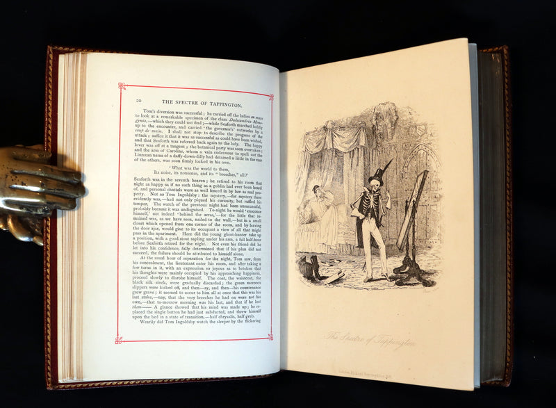 1887 Rare Carmine Edition bound by Ramage - INGOLDSBY LEGENDS Illustrated by Cruikshank, Leech and Barham.