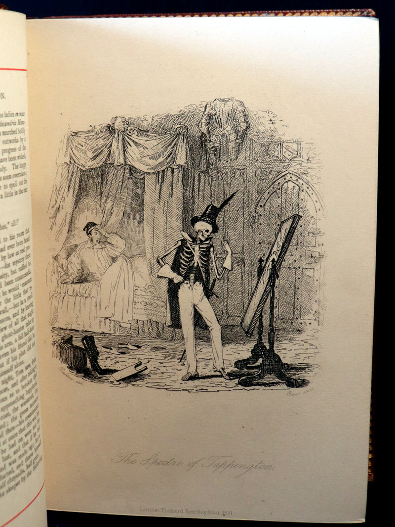 1887 Rare Carmine Edition bound by Ramage - INGOLDSBY LEGENDS Illustrated by Cruikshank, Leech and Barham.