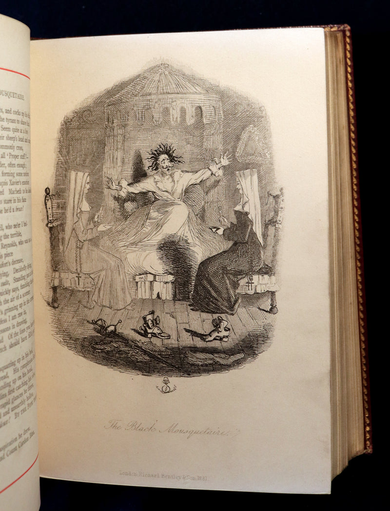 1887 Rare Carmine Edition bound by Ramage - INGOLDSBY LEGENDS Illustrated by Cruikshank, Leech and Barham.