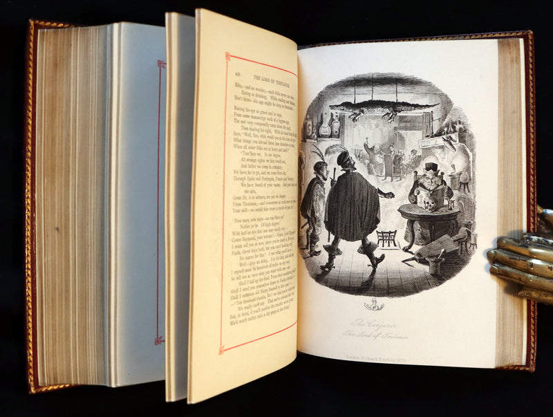 1887 Rare Carmine Edition bound by Ramage - INGOLDSBY LEGENDS Illustrated by Cruikshank, Leech and Barham.