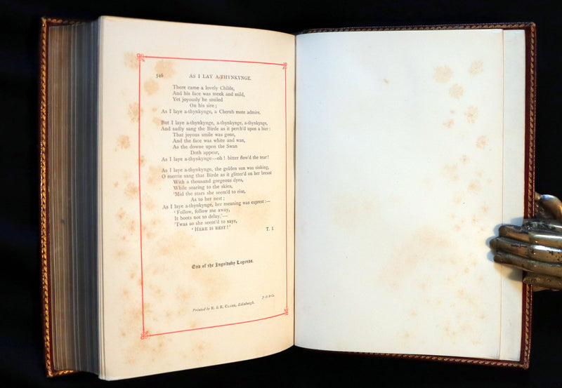 1887 Rare Carmine Edition bound by Ramage - INGOLDSBY LEGENDS Illustrated by Cruikshank, Leech and Barham.