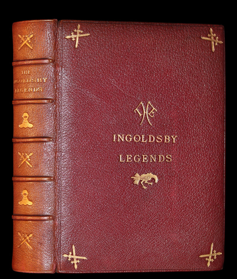 1887 Rare Carmine Edition bound by Ramage - INGOLDSBY LEGENDS Illustrated by Cruikshank, Leech and Barham.