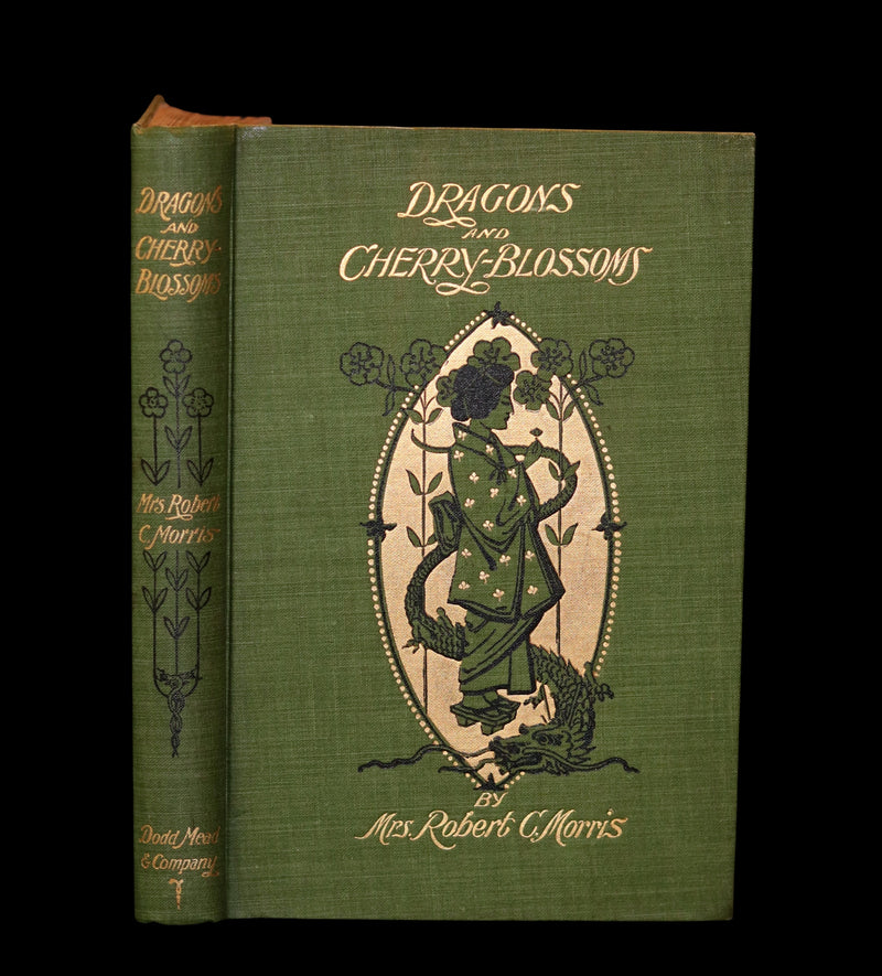 1896 Rare 1stED Book - Dragons and Cherry-Blossoms by Mrs. Robert C. Morris. Japan Illustrated.