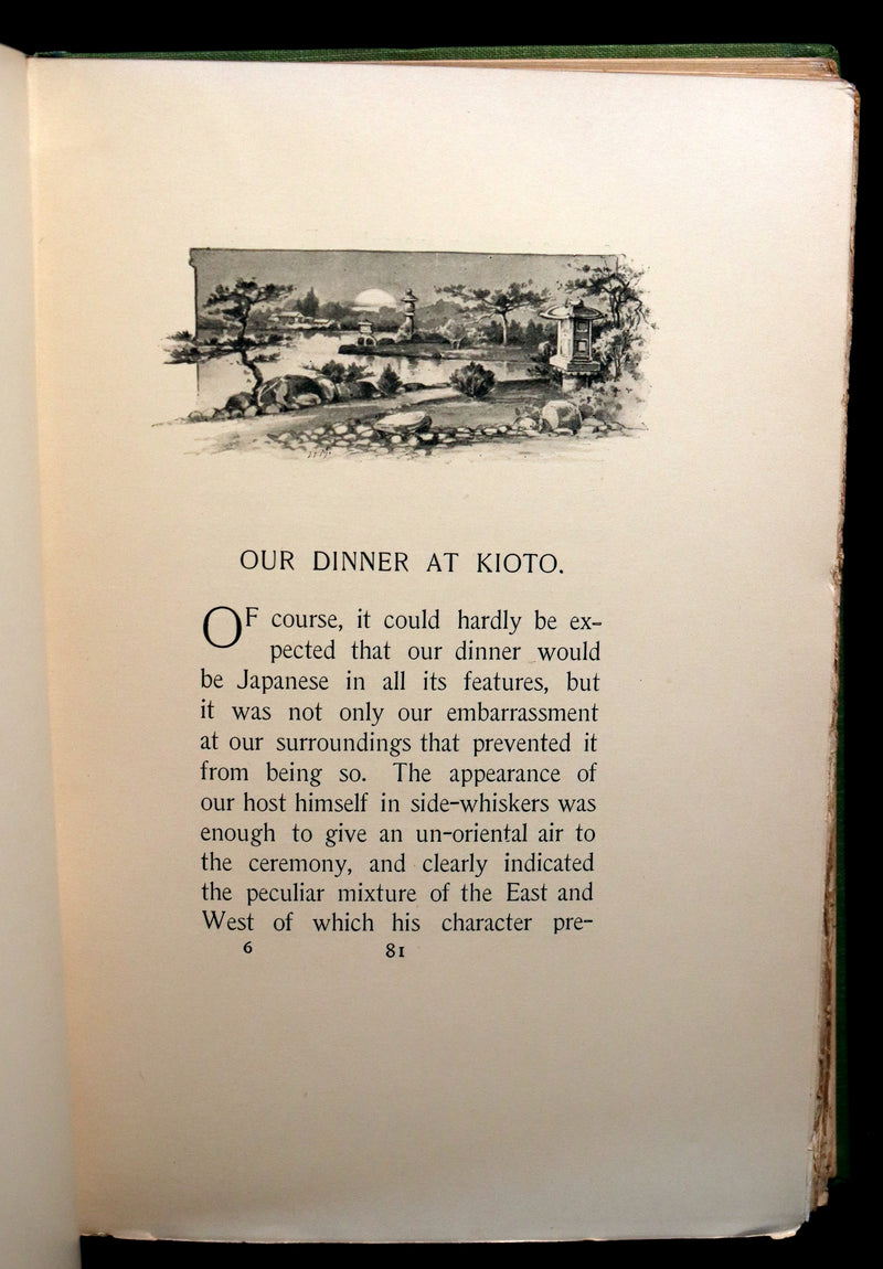 1896 Rare 1stED Book - Dragons and Cherry-Blossoms by Mrs. Robert C. Morris. Japan Illustrated.