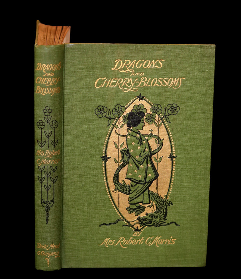 1896 Rare 1stED Book - Dragons and Cherry-Blossoms by Mrs. Robert C. Morris. Japan Illustrated.