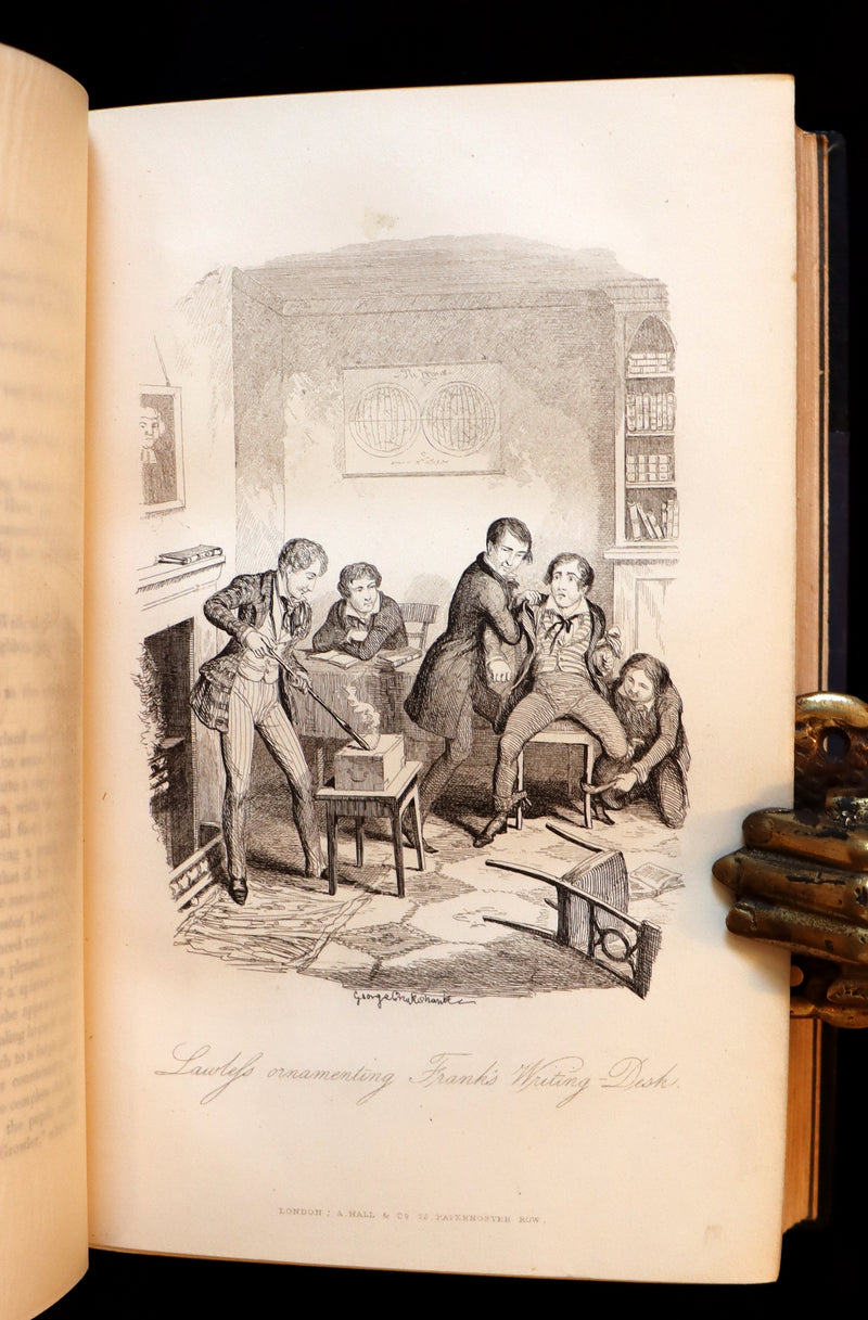1850 Rare 1stED Bound by Sangorski - FRANK FAIRLEGH By Smedley with Cruikshank Illustrations.