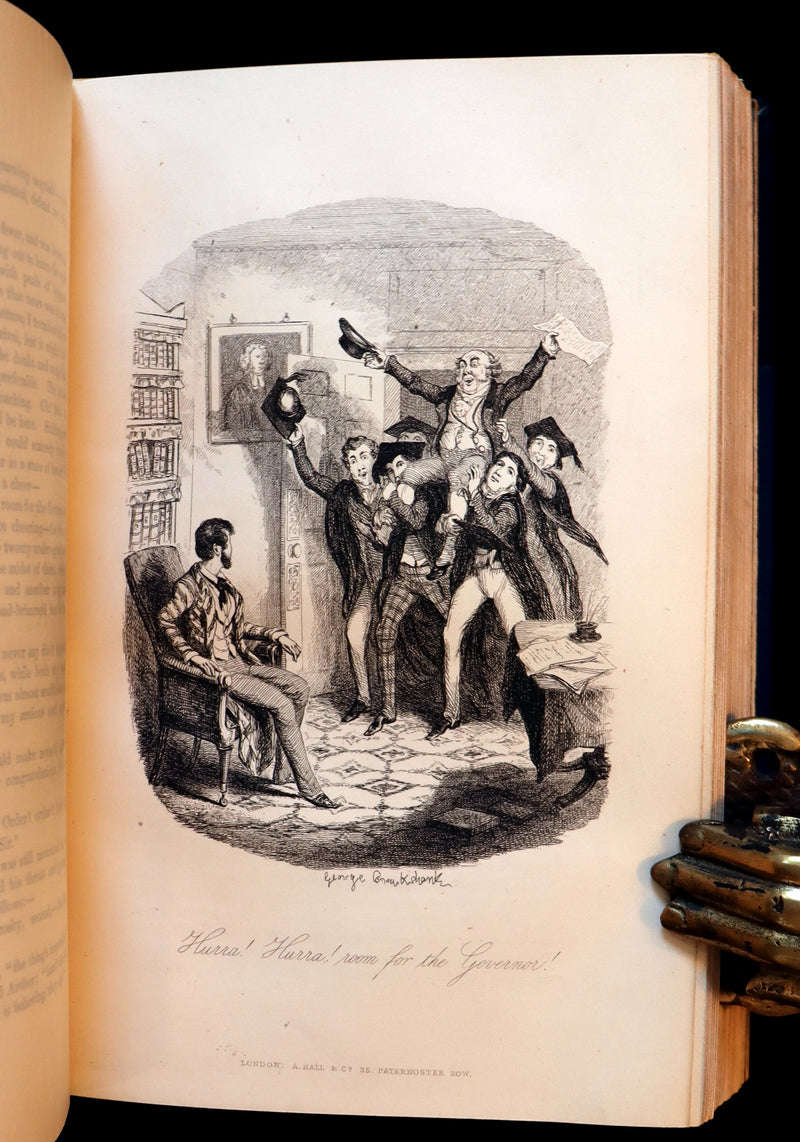 1850 Rare 1stED Bound by Sangorski - FRANK FAIRLEGH By Smedley with Cruikshank Illustrations.