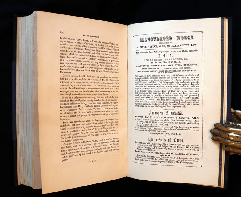 1850 Rare 1stED Bound by Sangorski - FRANK FAIRLEGH By Smedley with Cruikshank Illustrations.