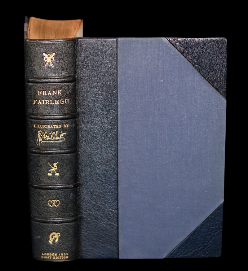 1850 Rare 1stED Bound by Sangorski - FRANK FAIRLEGH By Smedley with Cruikshank Illustrations.