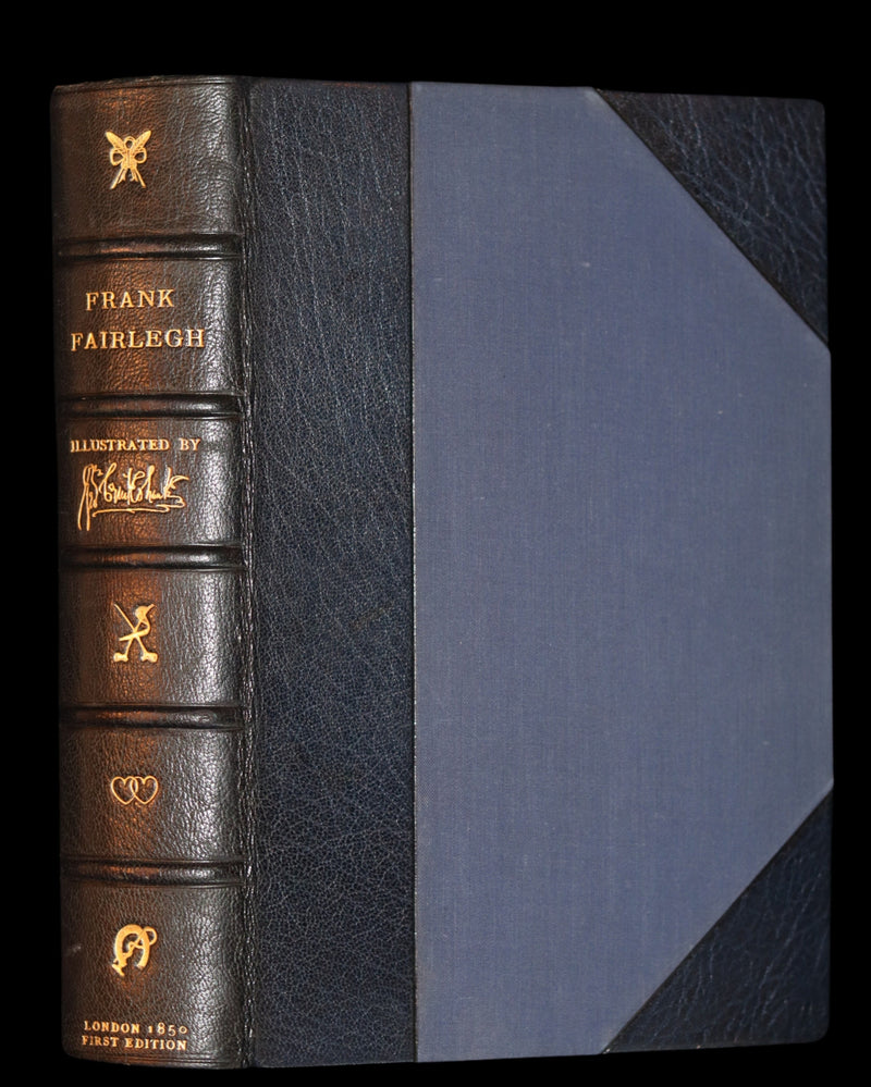 1850 Rare 1stED Bound by Sangorski - FRANK FAIRLEGH By Smedley with Cruikshank Illustrations.