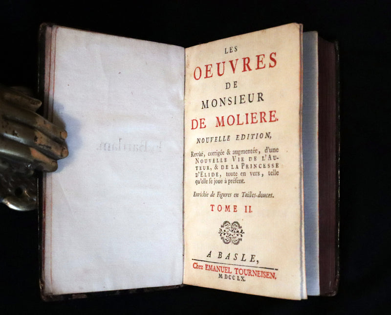 1760 Scarce French Book set - The Complete Illustrated Work of MOLIERE - Les Oeuvres de Monsieur MOLIERE.