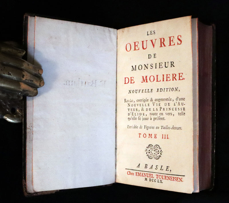 1760 Scarce French Book set - The Complete Illustrated Work of MOLIERE - Les Oeuvres de Monsieur MOLIERE.