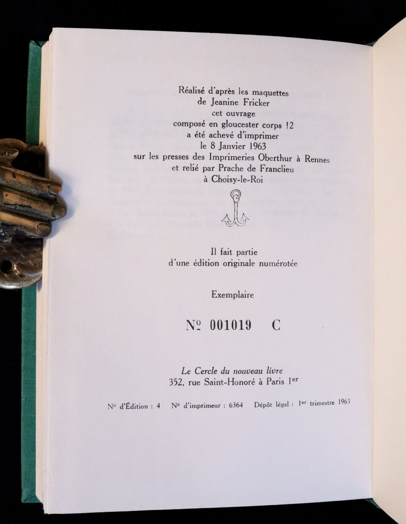 1963 Rare First Limited Edition #1019 - La Planete des Singes (The Planet of the Apes) by Pierre Boulle.