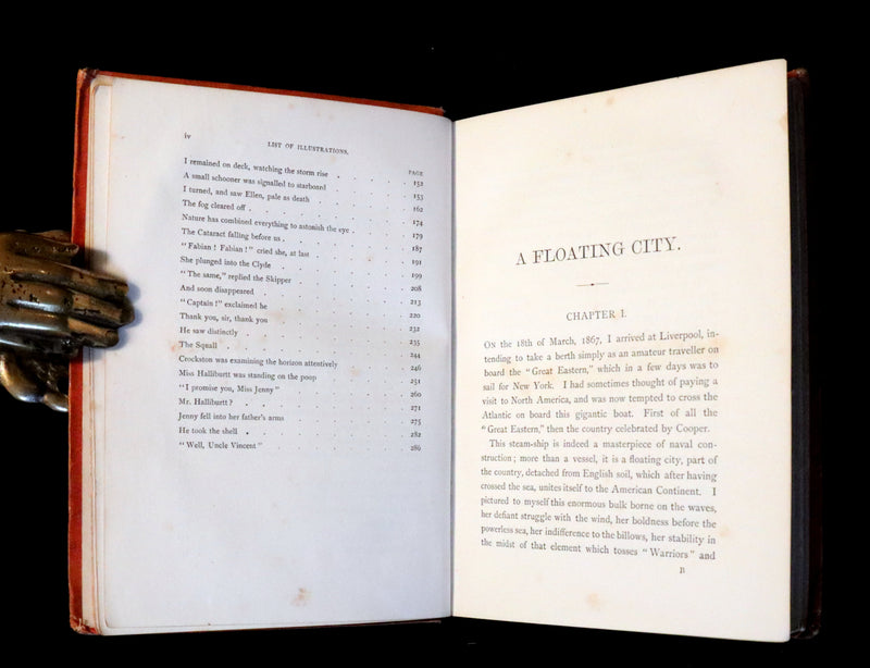 1874 Scarce First Edition Jules Verne - A Floating City and the Blockade Runners Illustrated.