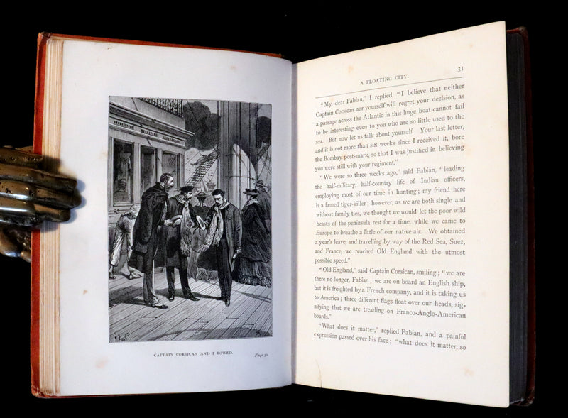 1874 Scarce First Edition Jules Verne - A Floating City and the Blockade Runners Illustrated.
