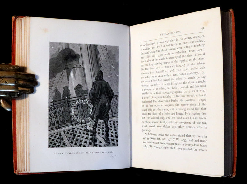 1874 Scarce First Edition Jules Verne - A Floating City and the Blockade Runners Illustrated.