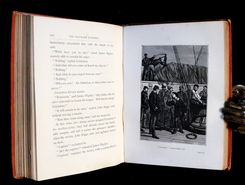 1874 Scarce First Edition Jules Verne - A Floating City and the Blockade Runners Illustrated.
