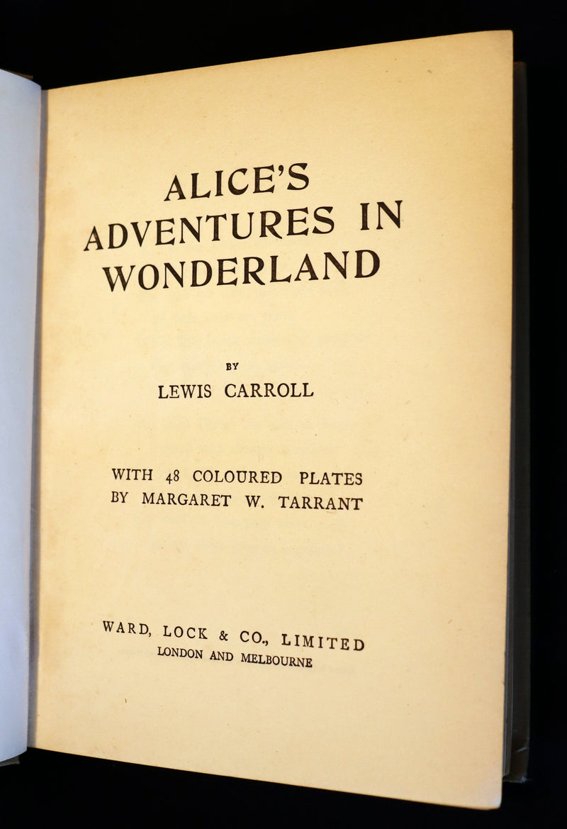 1920 Rare Book - Alice's Adventures in Wonderland with colored illustrations By Margaret W. Tarrant.