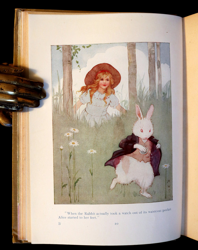 1920 Rare Book - Alice's Adventures in Wonderland with colored illustrations By Margaret W. Tarrant.