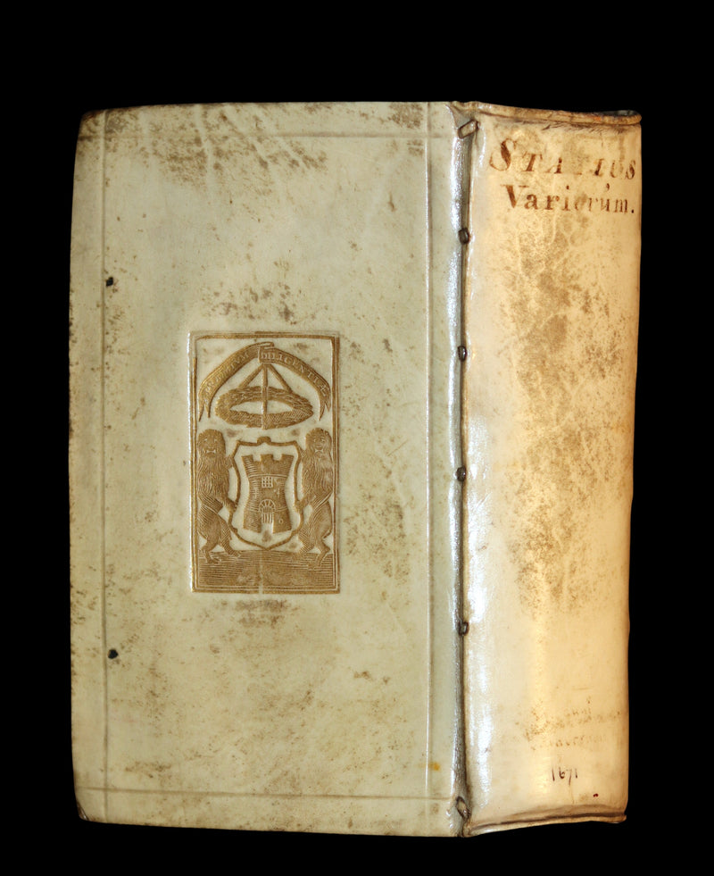 1671 Rare Latin Vellum Book - Publius Papinius Statius Works - Roman Poet of the 1st Century AD.