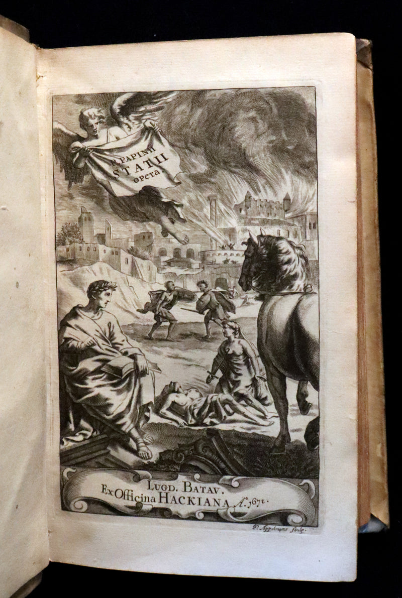 1671 Rare Latin Vellum Book - Publius Papinius Statius Works - Roman Poet of the 1st Century AD.