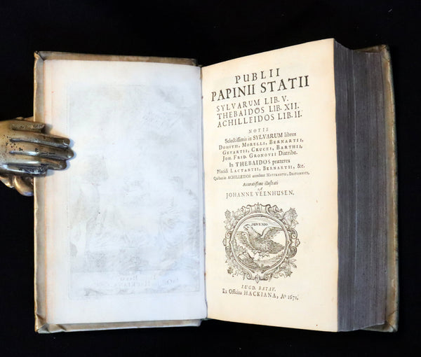 1671 Rare Latin Vellum Book - Publius Papinius Statius Works - Roman Poet of the 1st Century AD.