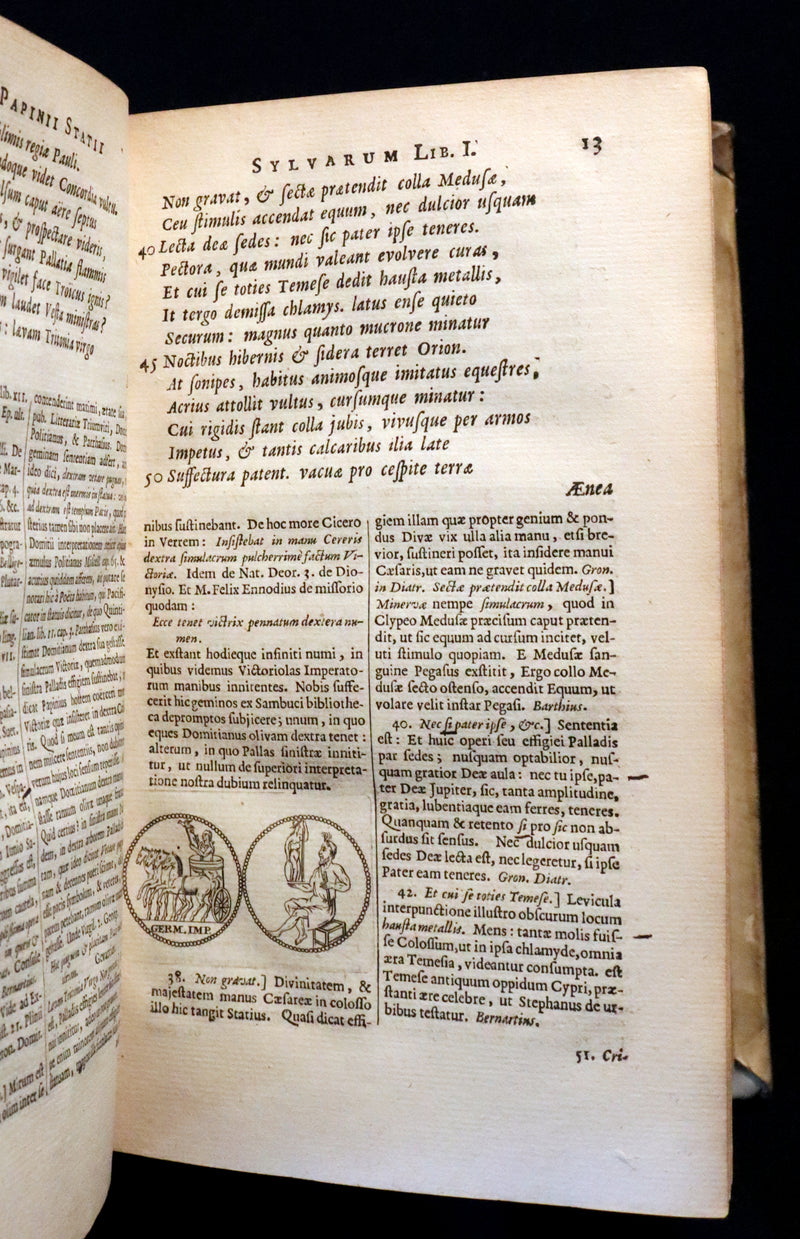 1671 Rare Latin Vellum Book - Publius Papinius Statius Works - Roman Poet of the 1st Century AD.