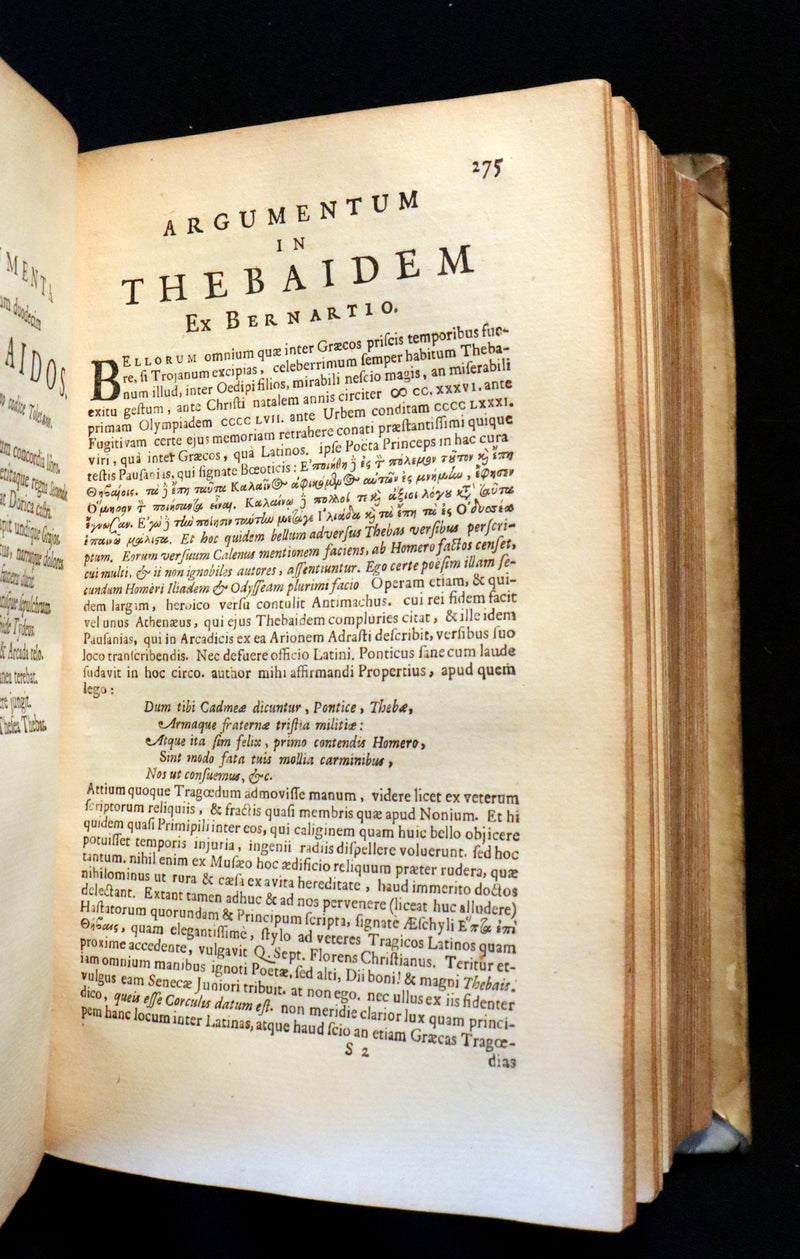 1671 Rare Latin Vellum Book - Publius Papinius Statius Works - Roman Poet of the 1st Century AD.