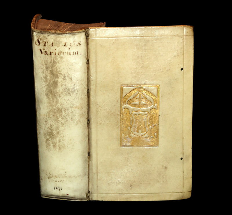 1671 Rare Latin Vellum Book - Publius Papinius Statius Works - Roman Poet of the 1st Century AD.