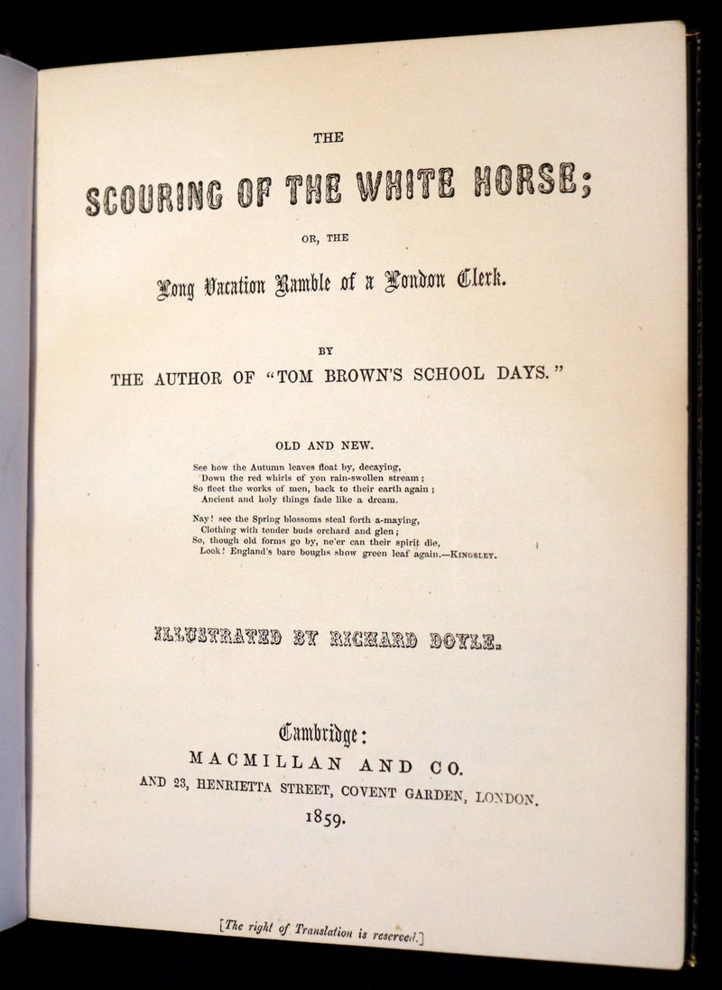 1859 1stED bound by Root & Son - The Scouring of the (Uffington) White Horse Illustrated by Richard Doyle.