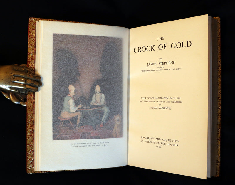 1926 Rare Book bound by Bayntun - The Crock of Gold by James Stephen & illustrated by Thomas Mackenzie.